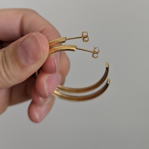 14K Gold Wide Zoe Chicco Hoops - Picture 5 of 12